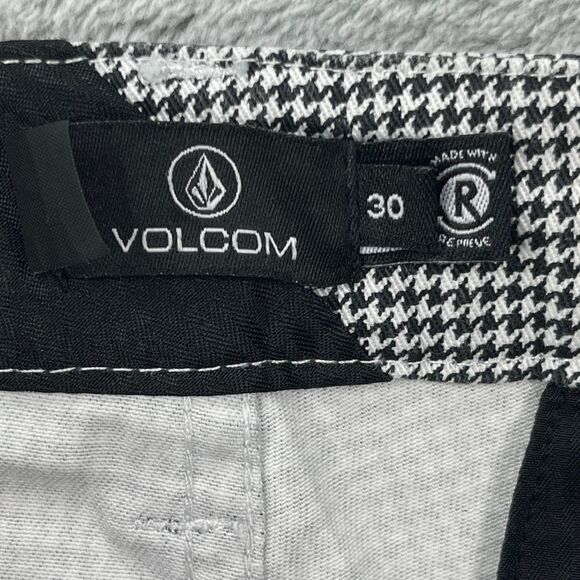 Volcom Pants Mens 30 White Black Chino Houndstooth Skater Straight Leg - Picture 8 of 14